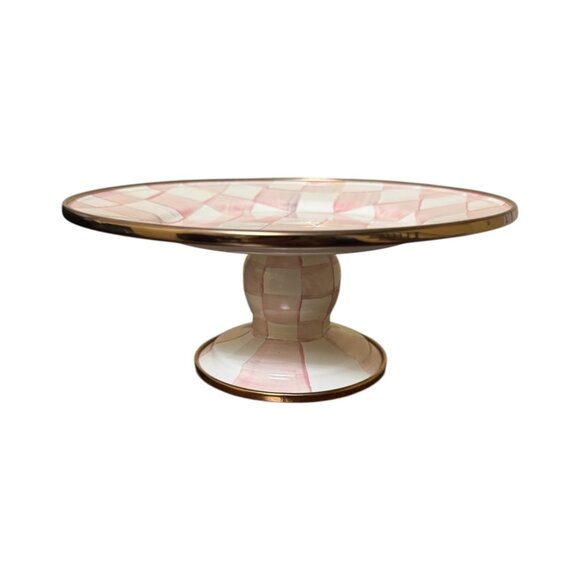 New Mackenzie-Childs Rosy Check Mini Pedestal Platter - Picture 4 of 6